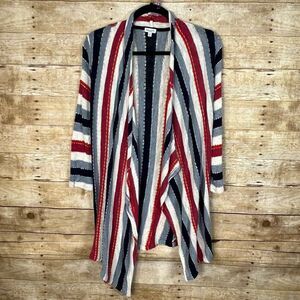 SPLENDID CASUAL KNIT OPEN FRONT EVERYDAY STRIPED WATERFALL CARDIGAN SIZE LARGE